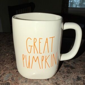 Rae Dunn Cream Mug with Orange Text - Great Pumpkin